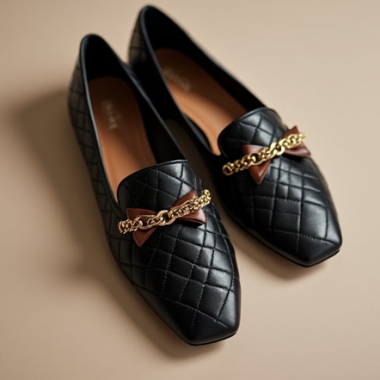 Women's Bow & Chain Ballet Flat