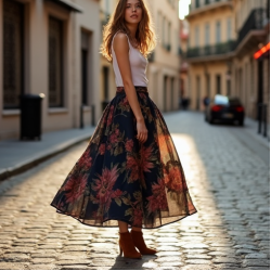 Women's Godet Insert Skirt