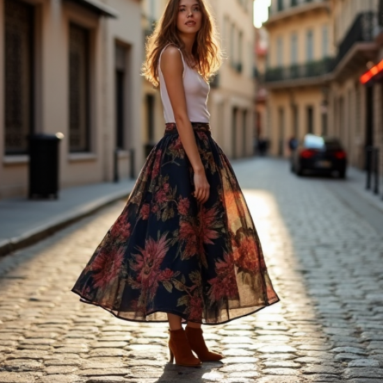 Women's Godet Insert Skirt