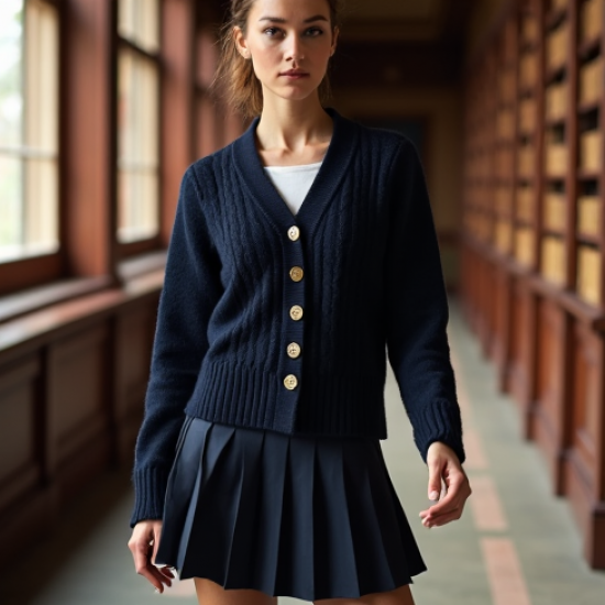 Women's Schoolgirl Cardigan Set