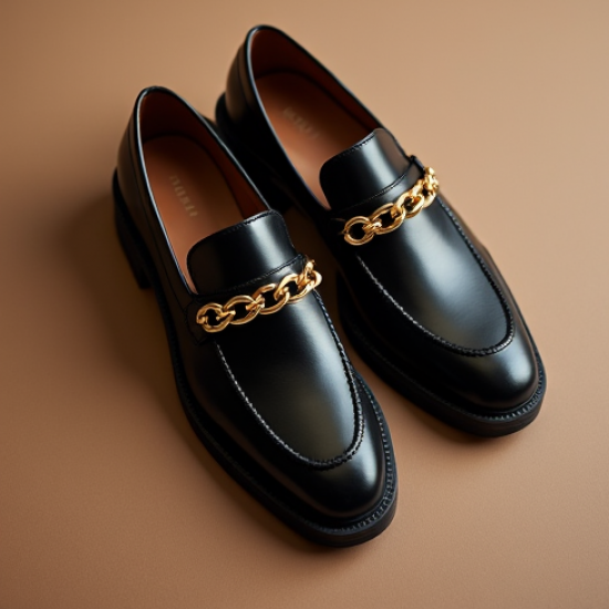 Women's Gold Chain Penny Loafer