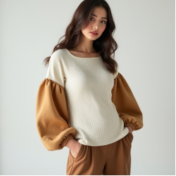Women's Contrast Sleeve Top
