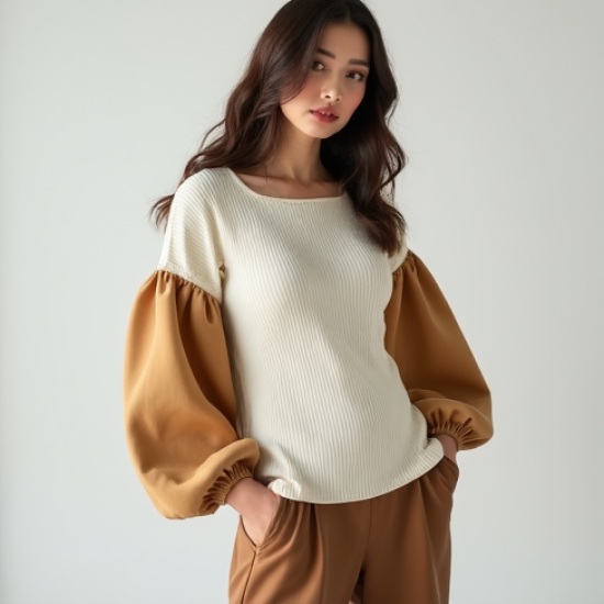 Women's Contrast Sleeve Top