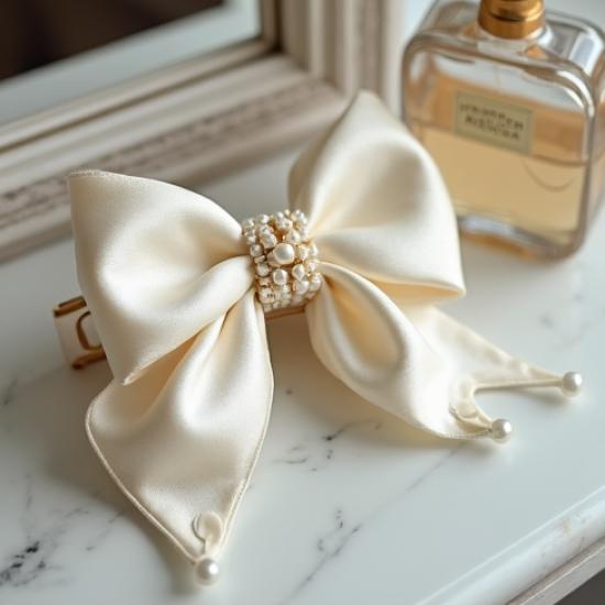 Women's Pearl Hair Bow Clip
