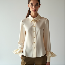 Women's Brooch-Embellished Blouse