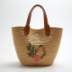 Women's Embroidered Raffia Bag
