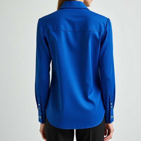 Women's Cobalt Statement Collar Blouse