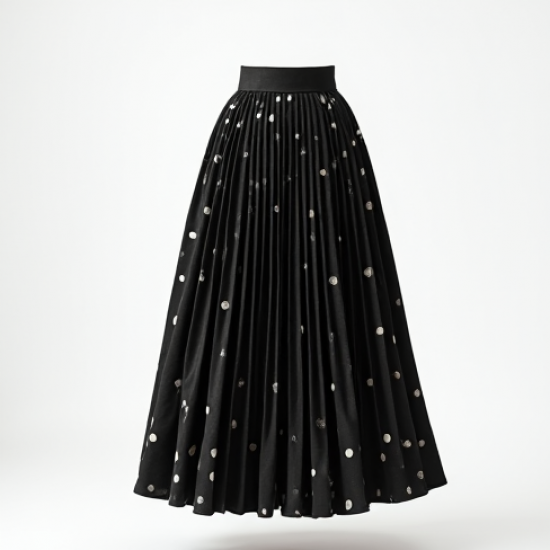Women's Polka Hem Midi Skirt