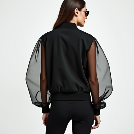 Women's Sheer Sleeve Bomber