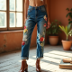 Women's Embroidered Patch Denim