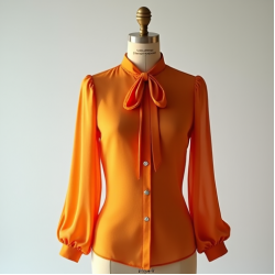 Women's Tangerine Tie-Neck Shirt