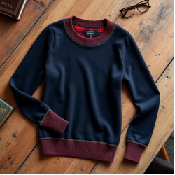 Women's Plaid Trim Pullover