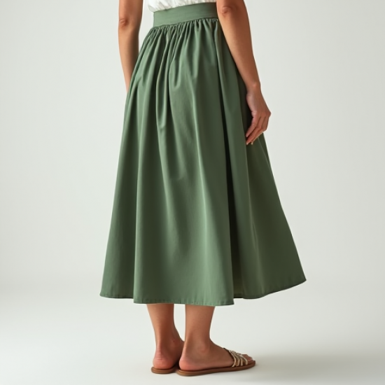 Women's Light High Waist Midi Skirt