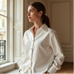 Women's Oversized Gold Button Shirt