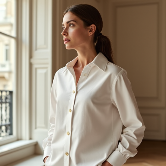 Women's Oversized Gold Button Shirt