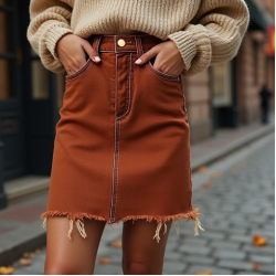 Women's Chestnut Denim Mini Skirt