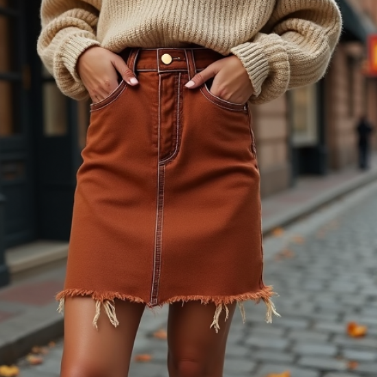 Women's Chestnut Denim Mini Skirt