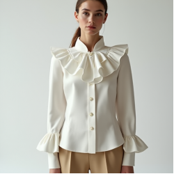 Women's Dramatic Ruffle Collar Shirt