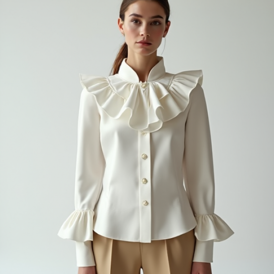 Women's Dramatic Ruffle Collar Shirt