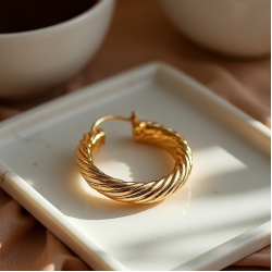 Women's Textured Gold Hoops