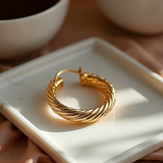 Women's Textured Gold Hoops