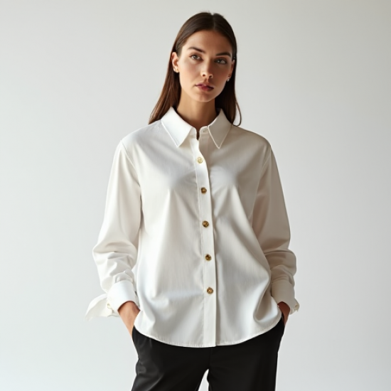 Women's Oversized Gold Button Shirt