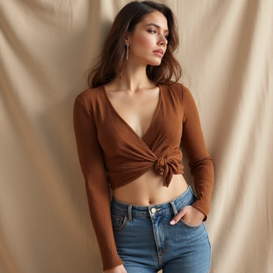 Women's Walnut Wrap Crop Top