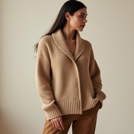 Women's Textured Shawl Collar Top