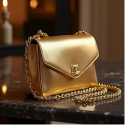 Women's Gold Lamé Shoulder Bag