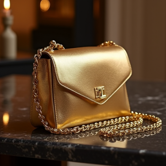 Women's Gold Lamé Shoulder Bag