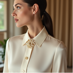 Women's Brooch-Embellished Blouse