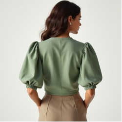 Women's Knot Front Crop Blouse