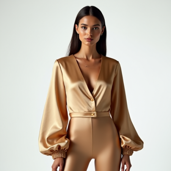 Women's Lantern Sleeve Crop Blouse