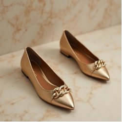 Women's Metallic Chain Ballet Flat