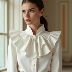 Women's Dramatic Ruffle Collar Shirt