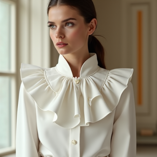 Women's Dramatic Ruffle Collar Shirt