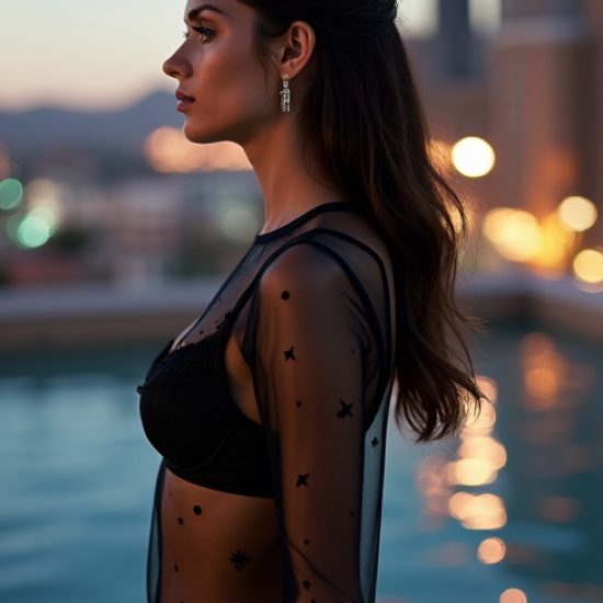 Women's Sheer Mesh Overlay Top