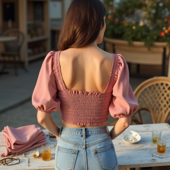 Women's Poet Sleeve Short Blouse