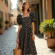 Women's Bold Dot Puff-Sleeve Dress