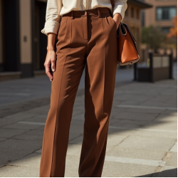 Women's Mocha Suede-Look Pants