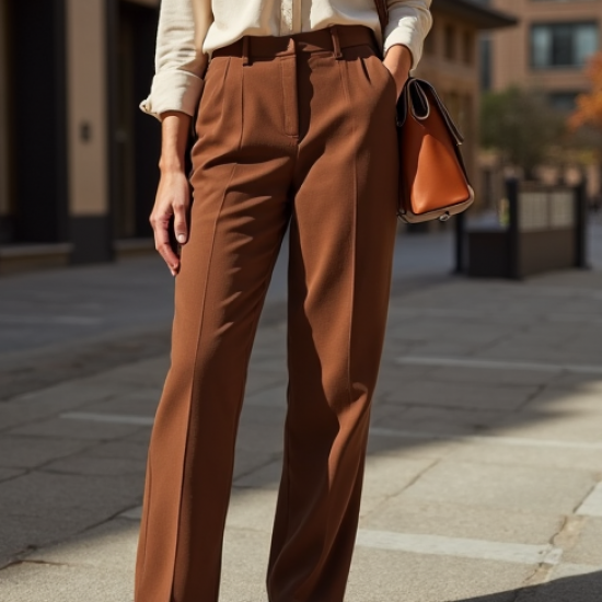 Women's Mocha Suede-Look Pants
