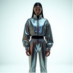 Women's Metallic Track Jacket Set