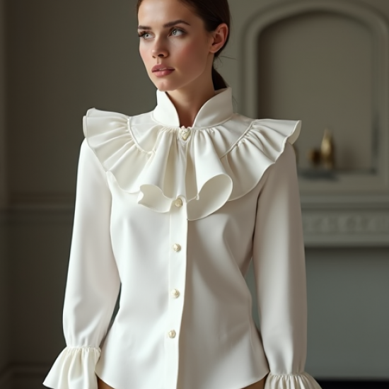 Women's Dramatic Ruffle Collar Shirt