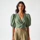 Women's Knot Front Crop Blouse