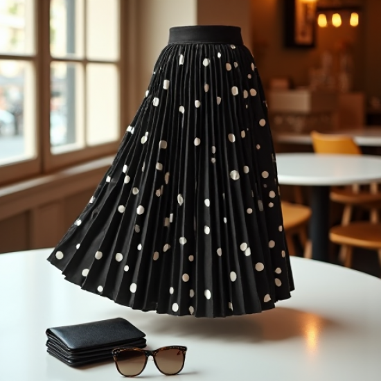 Women's Bold Dot Pleated Skirt