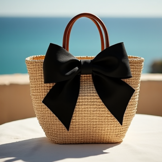 Women's Bow Raffia Bag
