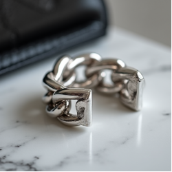 Women's Silver Thick Chain Cuff