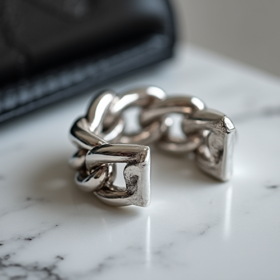 Women's Silver Thick Chain Cuff