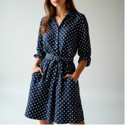 Women's Oversized Polka Shirt Dress