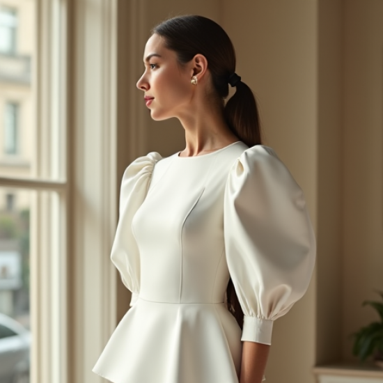 Women's Volume Sleeve Peplum Top